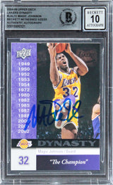 Lakers Magic Johnson Signed 2008 Upper Deck Dynasty #LAL13 Card Auto 10 BAS Slab