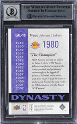 Lakers Magic Johnson Signed 2008 Upper Deck Dynasty #LAL13 Card Auto 10 BAS Slab