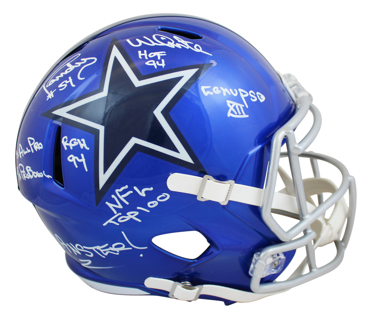 Cowboys Randy White "7x Stat" Signed Flash Full Size Speed Rep Helmet BAS Wit