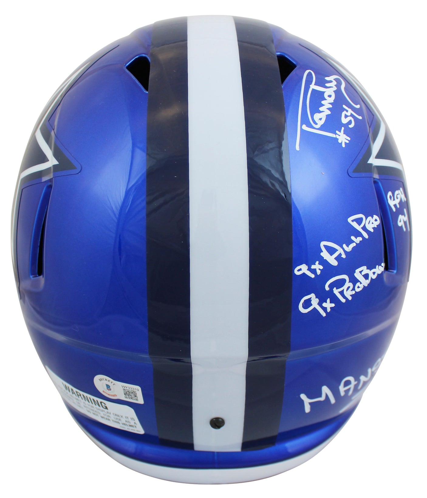 Cowboys Randy White "7x Stat" Signed Flash Full Size Speed Rep Helmet BAS Wit