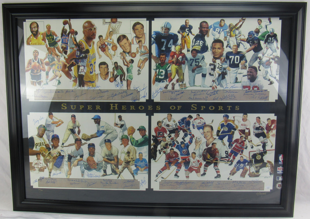 Super Heroes of Sports 60+ Signed Framed Auto Autograph 30x40 Photo #395/400 JSA YY40247