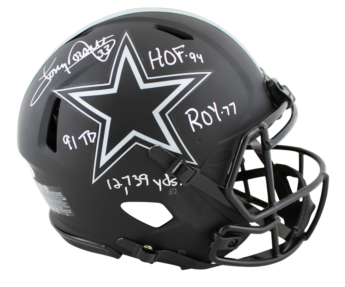 Cowboys Tony Dorsett "4x Stat" Signed Eclipse Full Size Speed Proline Helmet BAS
