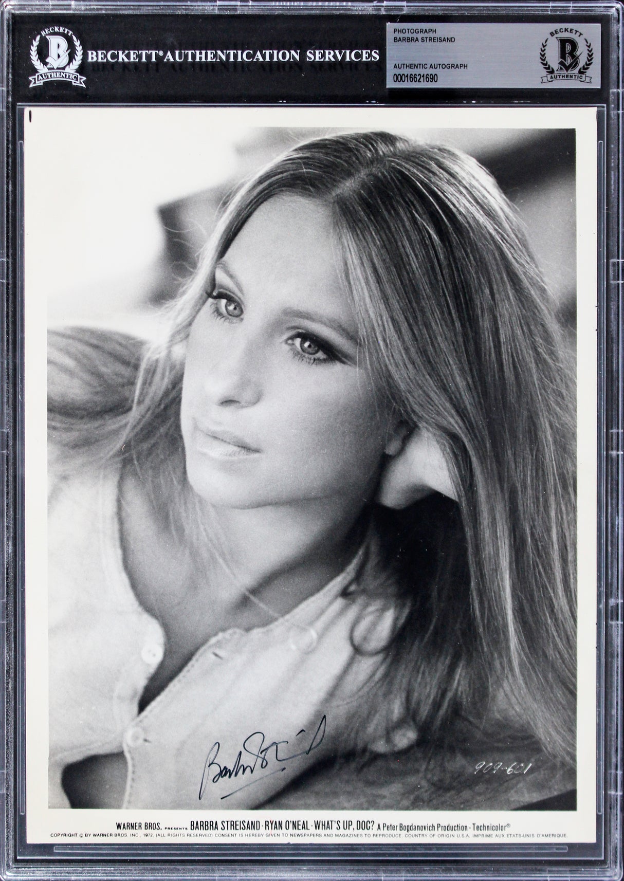 Barbra Streisand What's Up, Doc? Authentic Signed 8x10 Promp Photo BAS Slabbed