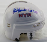 Phil Esposito Signed Auto Autograph Rangers Mini Helmet w/ HOF Insc JSA Certified