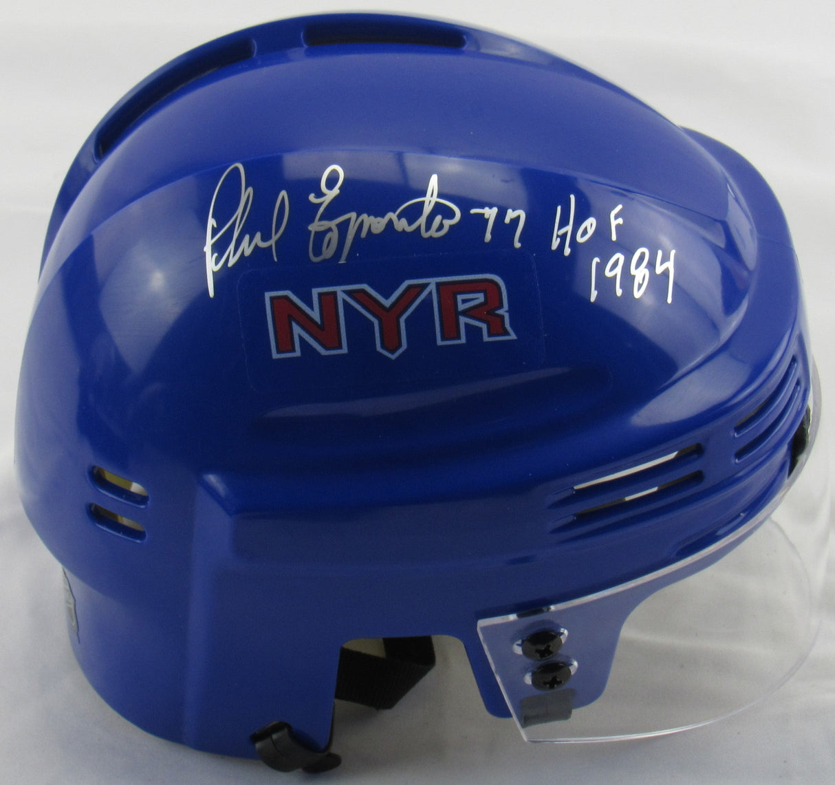 Phil Esposito Signed Auto Autograph Rangers Mini Helmet w/ HOF Insc JSA Certified II