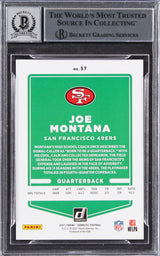 49ers Joe Montana Signed 2021 Donruss PPS #57B #55/100 Card Auto 10! BAS Slabbed