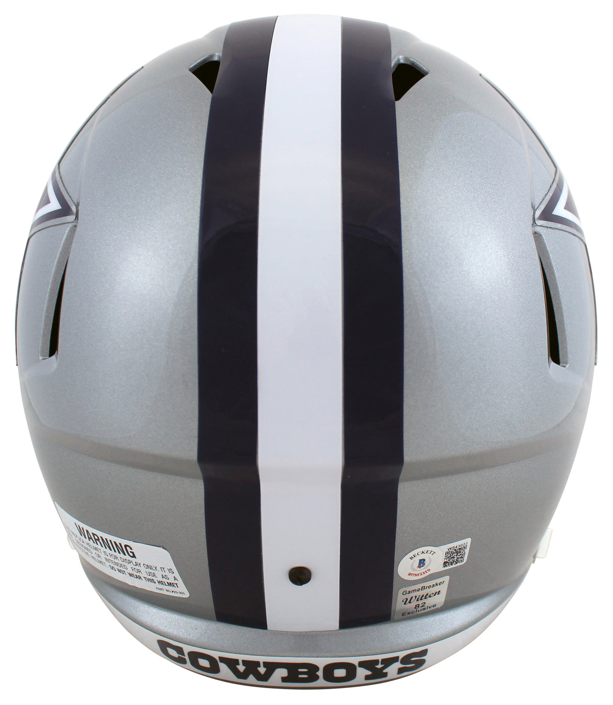 Cowboys Jason Witten Signed Silver Full Size Speed Rep Helmet w/ Case BAS Wit