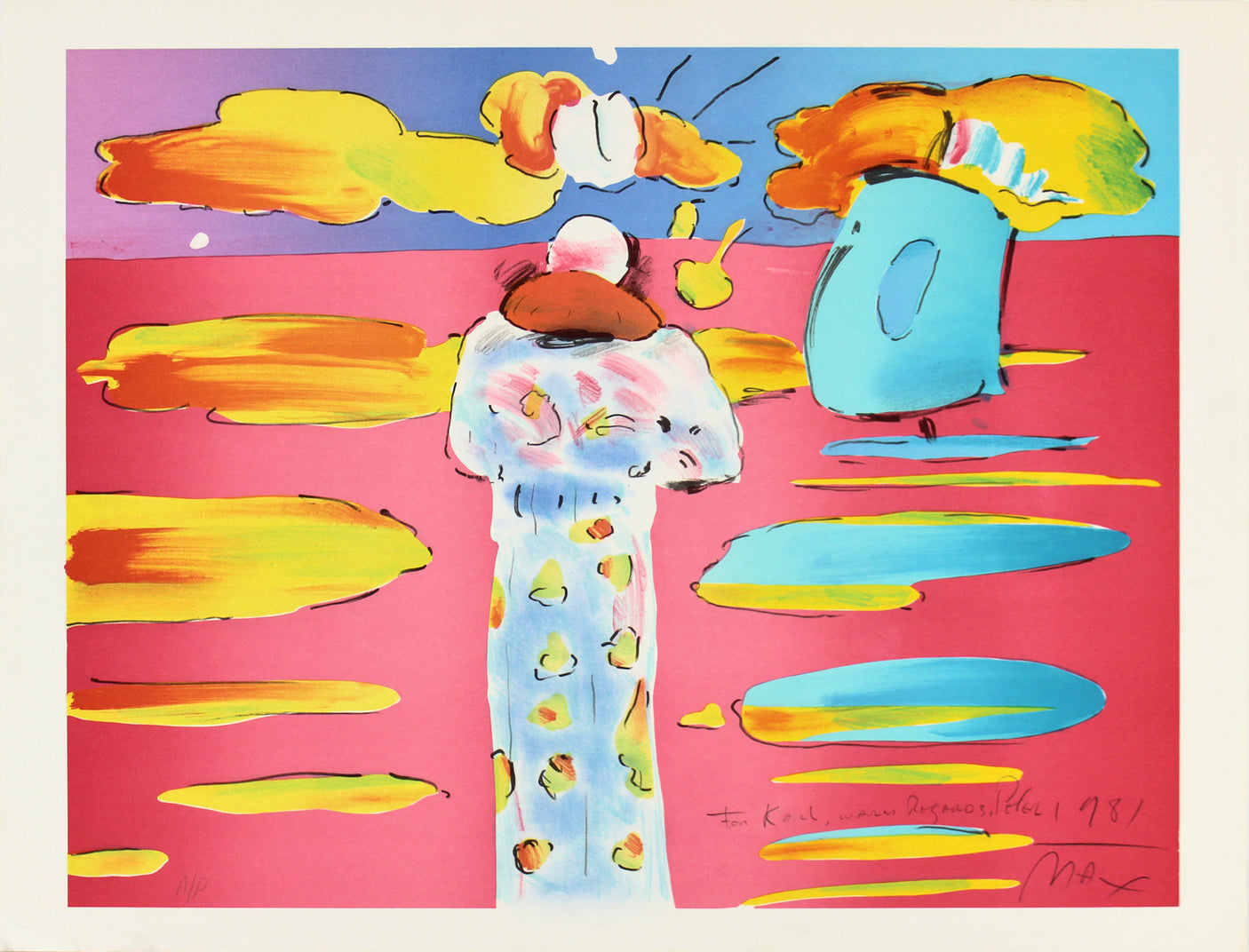 Peter Max "Warm Regards 1981" Authentic Signed 21.5x28 Artist Proof BAS #A72875
