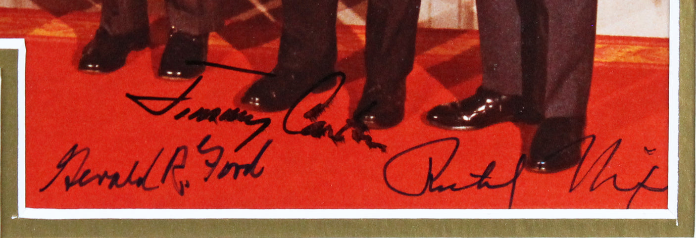 US Presidents (4) Reagan, Carter, Ford & Nixon Signed Framed Display BAS