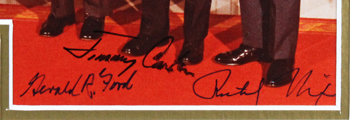 US Presidents (4) Reagan, Carter, Ford & Nixon Signed Framed Display BAS