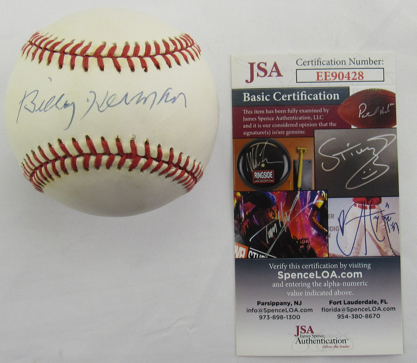 Billy Herman Signed Auto Autograph Rawlings Baseball JSA EE90428