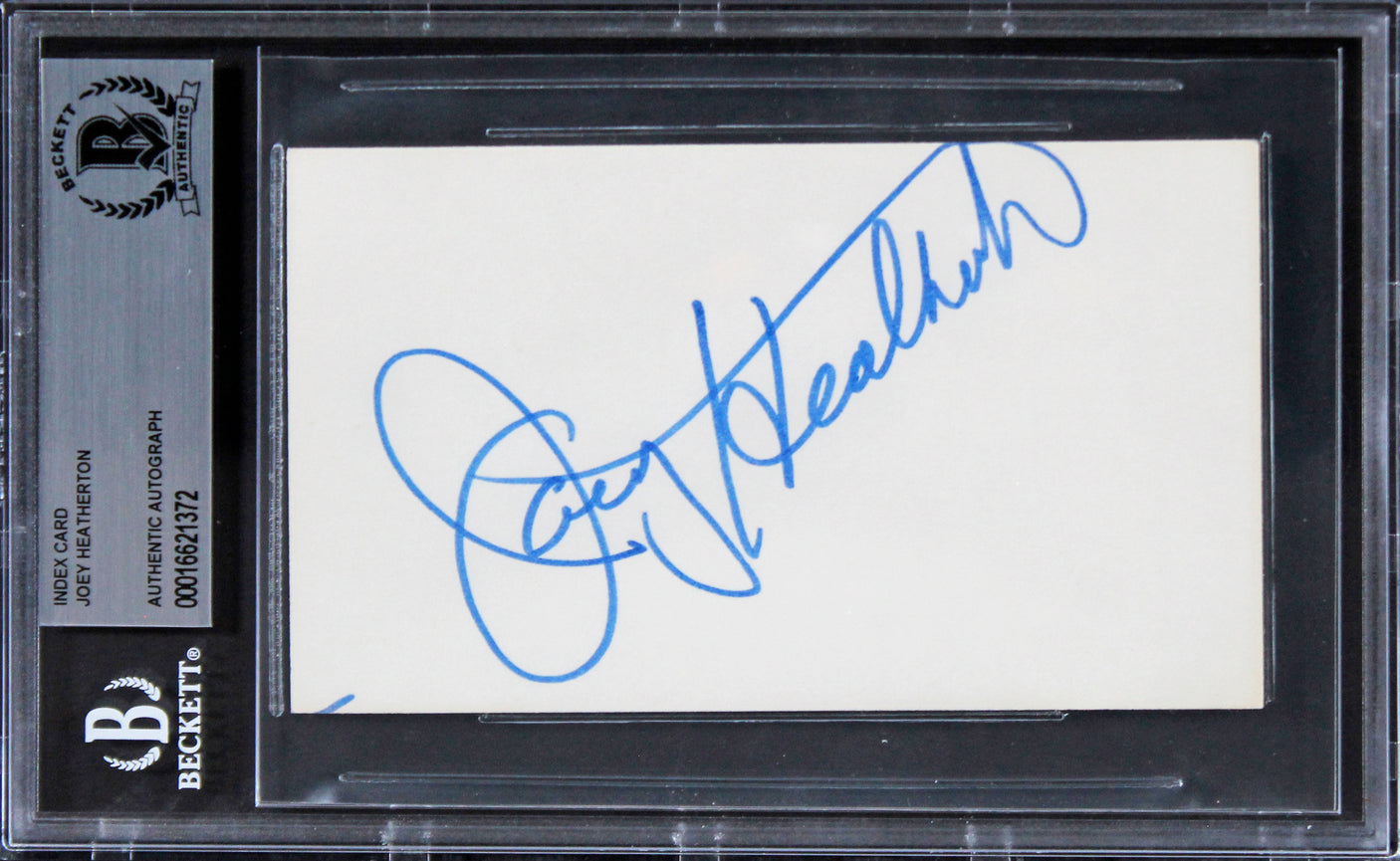 Joey Heatherton Variety show Authentic Signed 3x5 Index Card BAS Slabbed