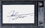 John Saxon Portrait in Black Authentic Signed 3x5 Index Card BAS Slabbed