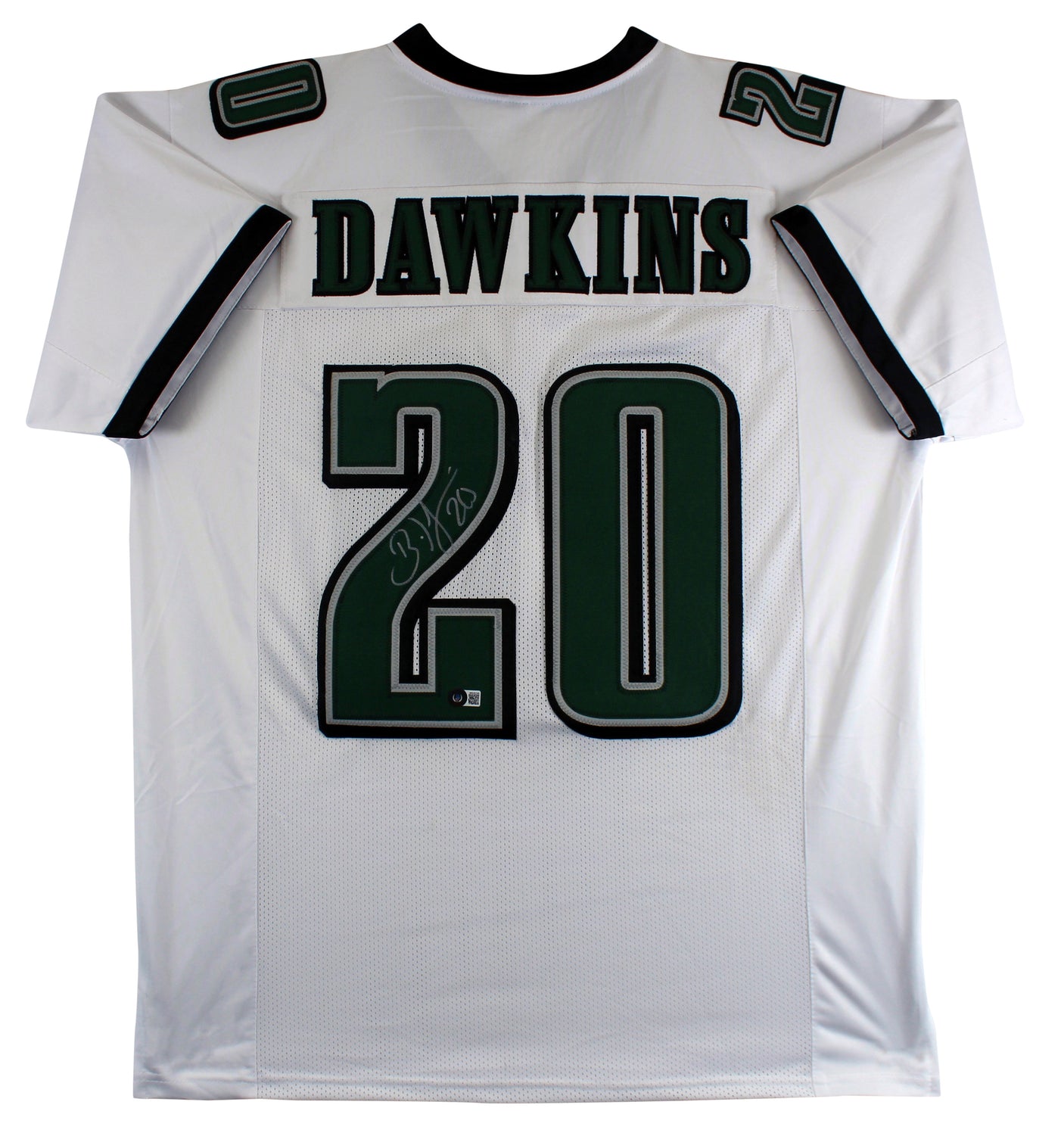 Brian Dawkins Authentic Signed White Pro Style Jersey Autographed BAS Witnessed