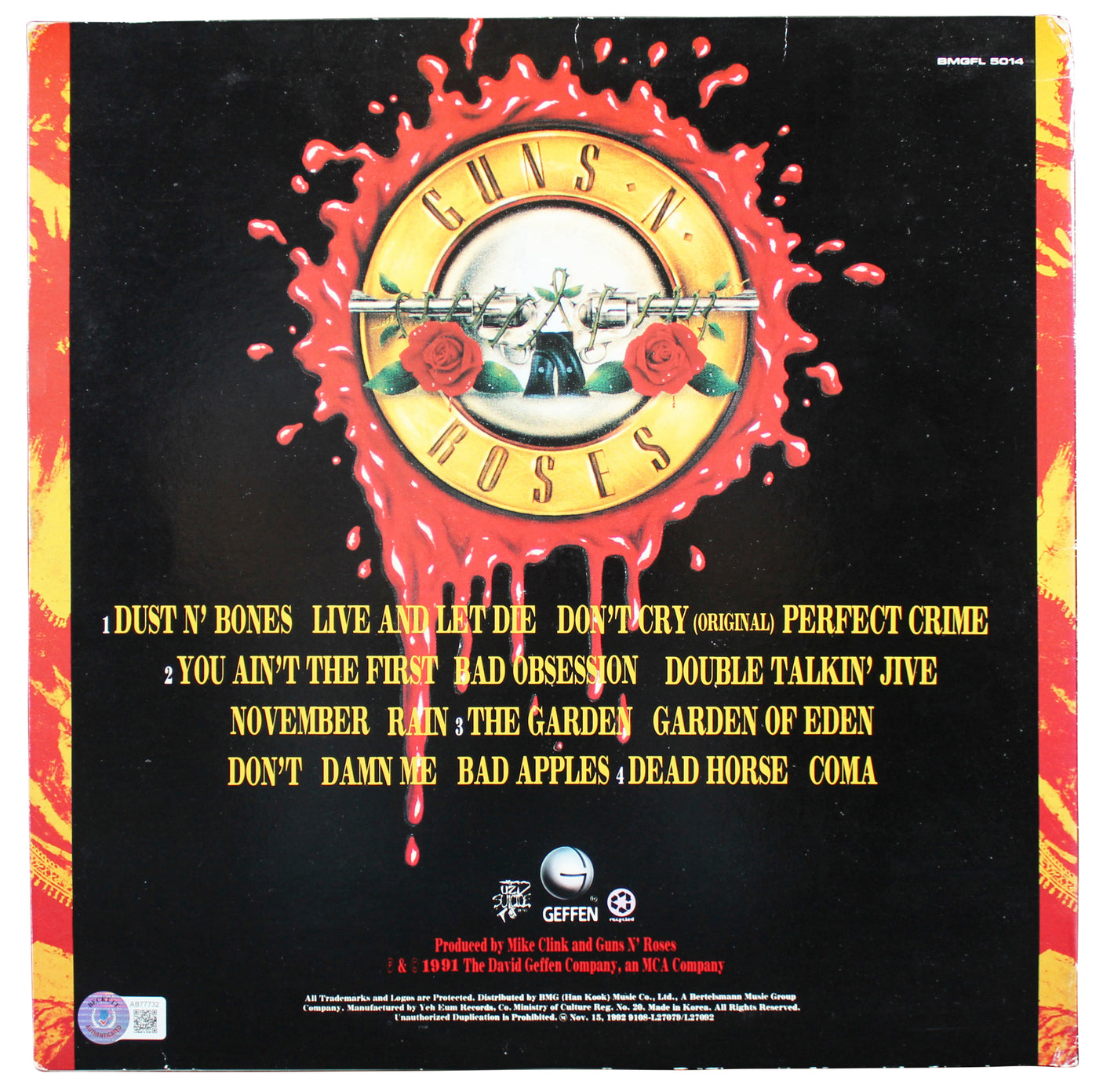 GnR (4) Slash, Reed, McKagan & Sorum Signed Lose Your Illusion I Album Cover BAS