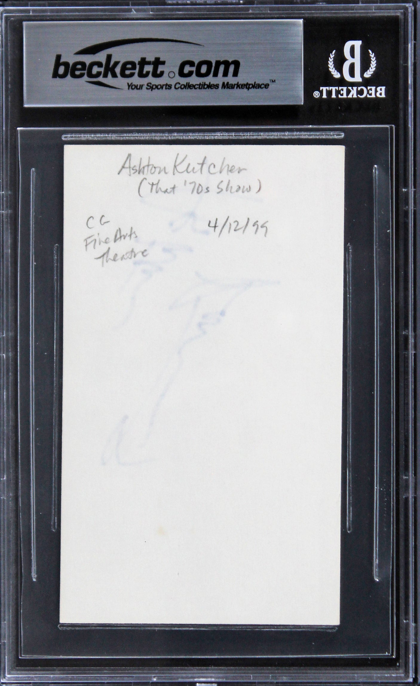 Ashton Kutcher That 70's Show Authentic Signed 3x5 Index Card BAS Slabbed 1