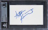Ashton Kutcher That 70's Show Authentic Signed 3x5 Index Card BAS Slabbed 3