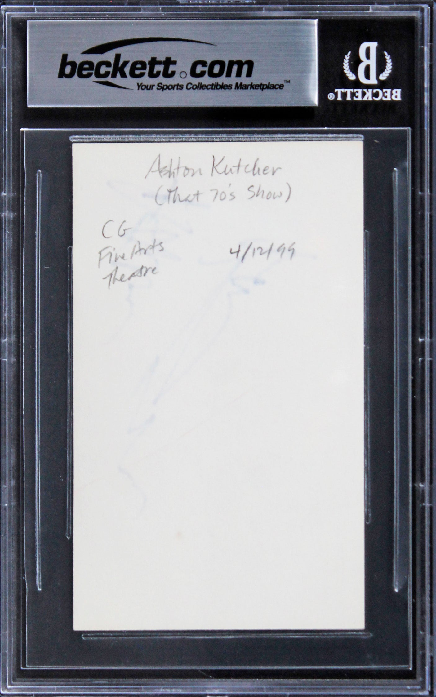 Ashton Kutcher That 70's Show Authentic Signed 3x5 Index Card BAS Slabbed 4
