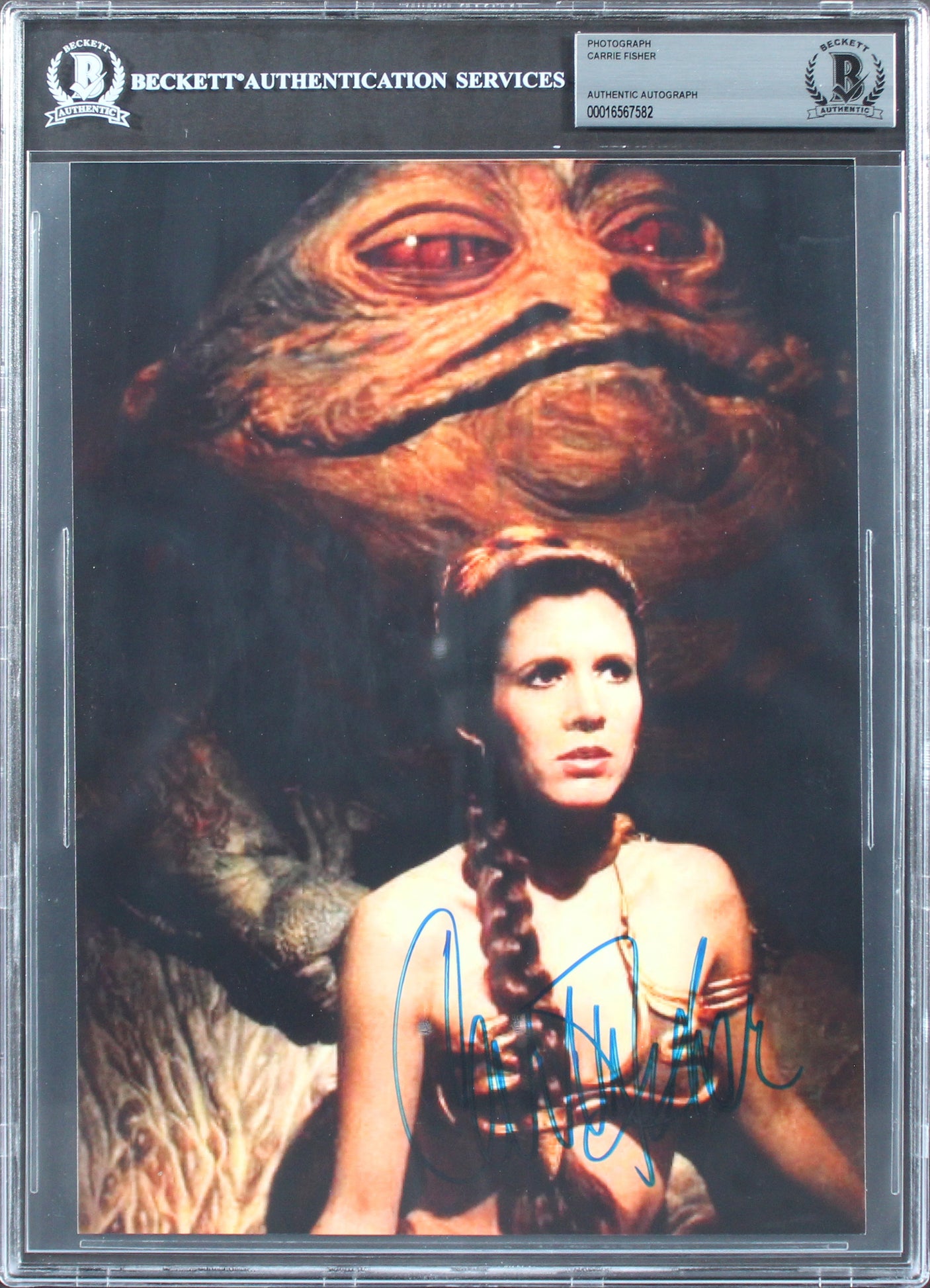Carrie Fisher Star Wars Return of the Jedi Signed 8x10 Photo BAS Slabbed 2