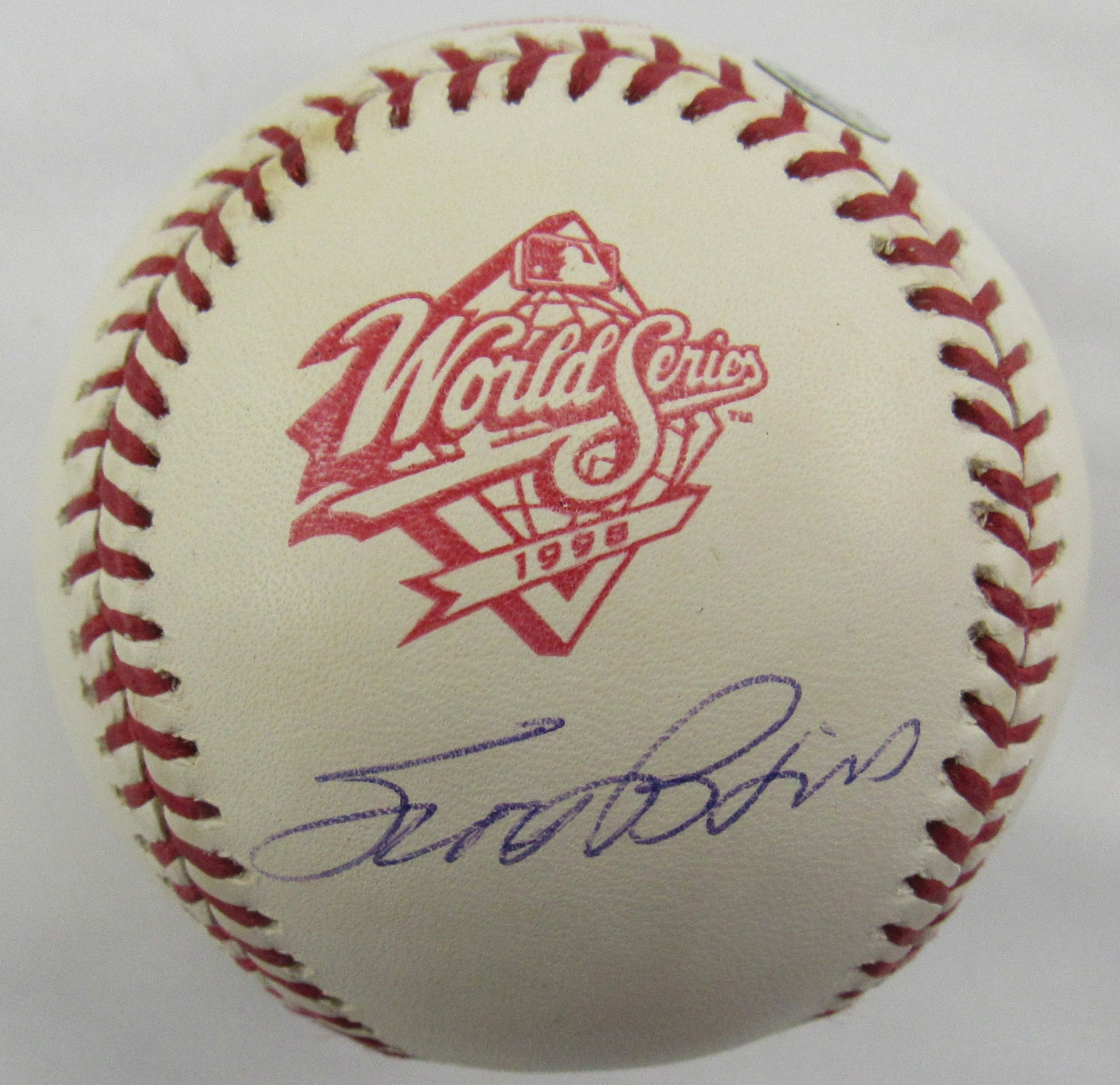 Scott Brosius Signed Auto 1998 WS Logo Rawlings Baseball Steiner COA