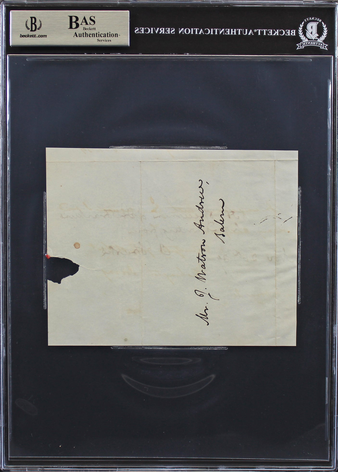 Jared Sparks Authentic Signed 5x6.25 1839 Cut Signature Autographed BAS Slabbed