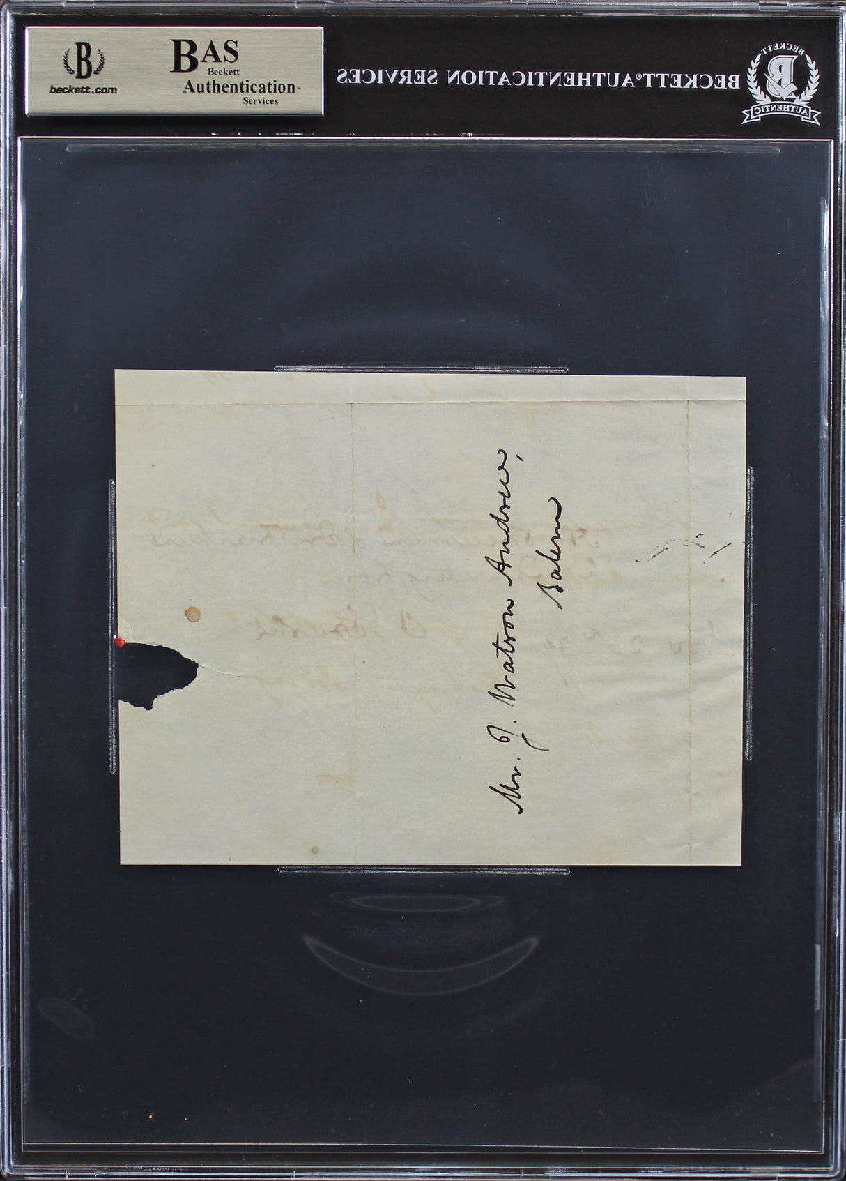 Jared Sparks Authentic Signed 5x6.25 1839 Cut Signature Autographed BAS Slabbed