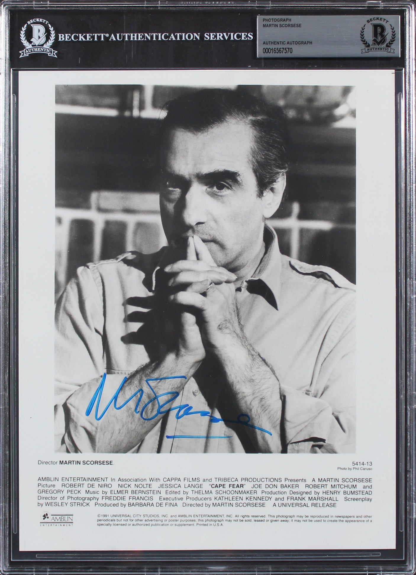 Martin Scorsese Cape Fear Authentic Signed 8x10 Photo Autographed BAS Slabbed