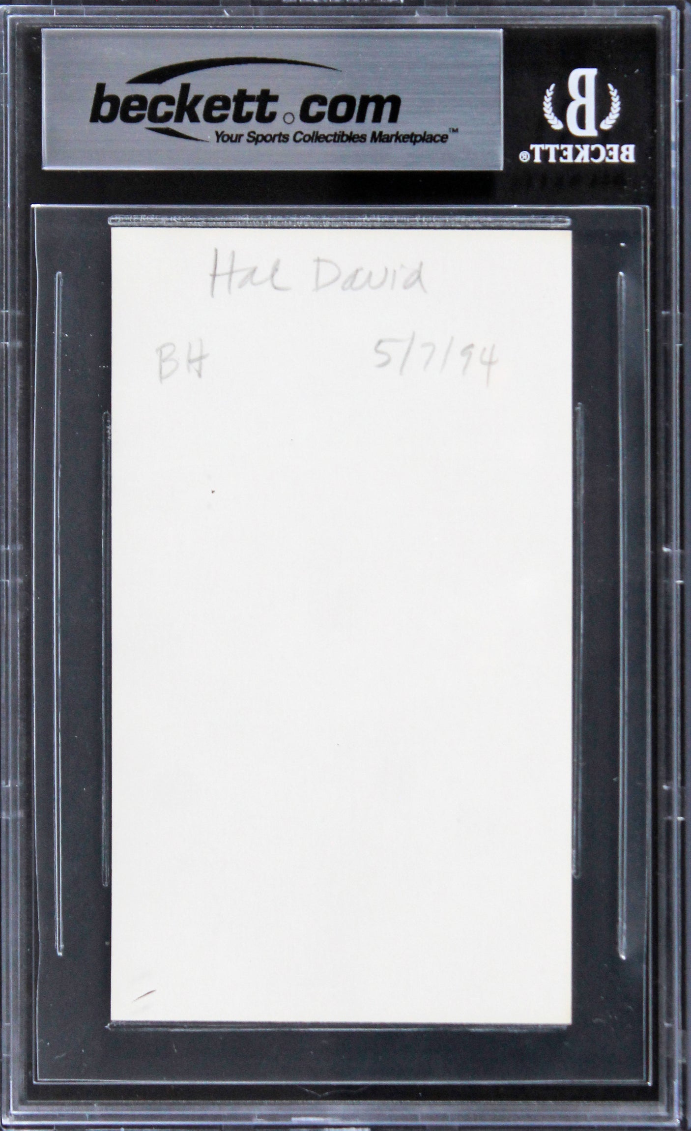 Hal David Musician Authentic Signed 3x5 Index Card Autographed BAS Slabbed 4