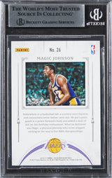 Lakers Magic Johnson Signed 2016 Panini Excalibur Jousting #26 Card BAS Slabbed