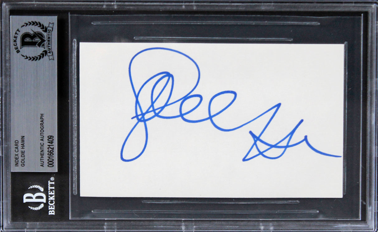 Goldie Hawn Overboard Authentic Signed 3x5 Index Card Autographed BAS Slabbed