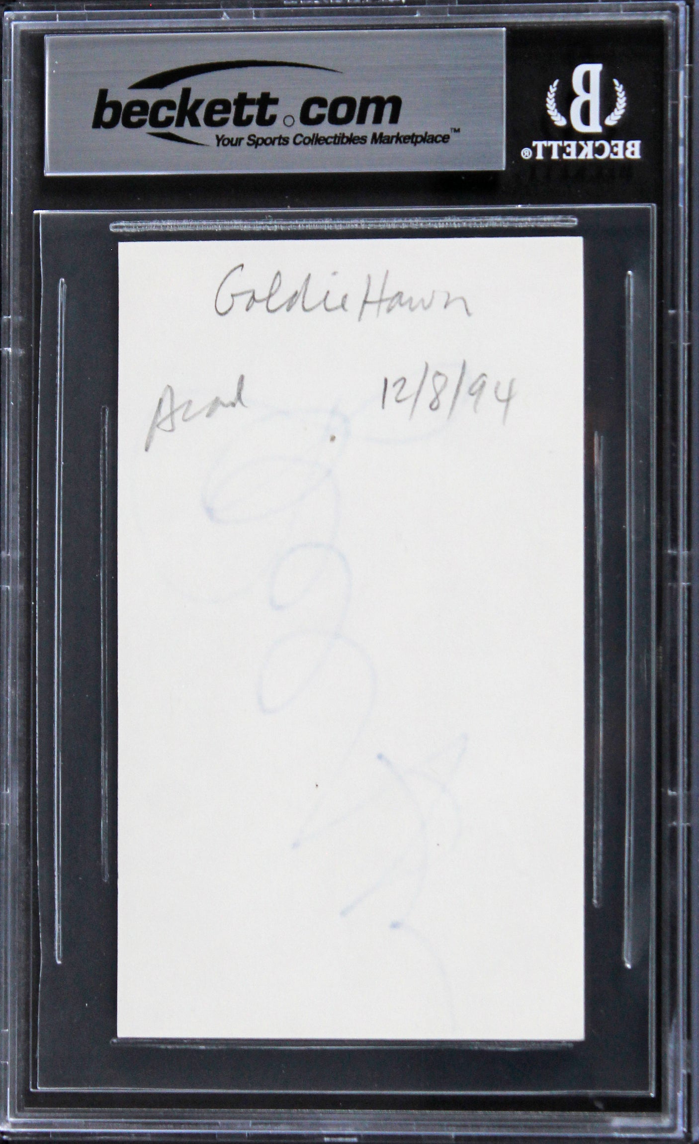 Goldie Hawn Overboard Authentic Signed 3x5 Index Card Autographed BAS Slabbed