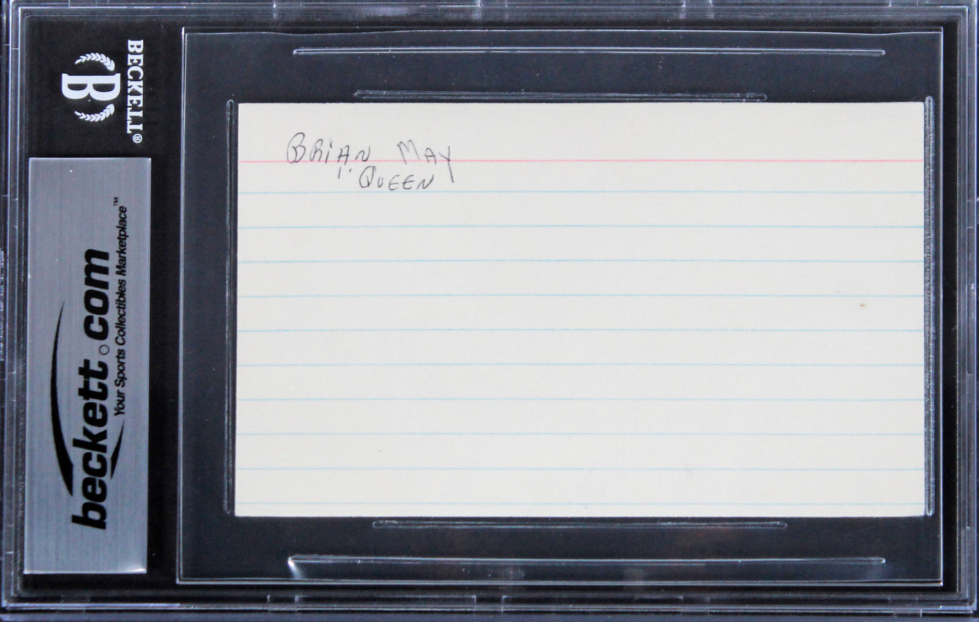 Brian May Queen "84" Authentic Signed 3x5 Index Card Autographed BAS Slabbed