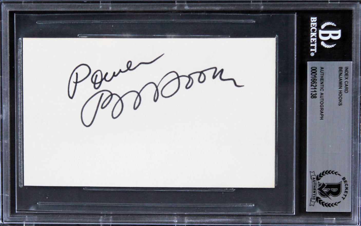 Benjamin Hooks Activist Authentic Signed 3x5 Index Card Autographed BAS Slabbed