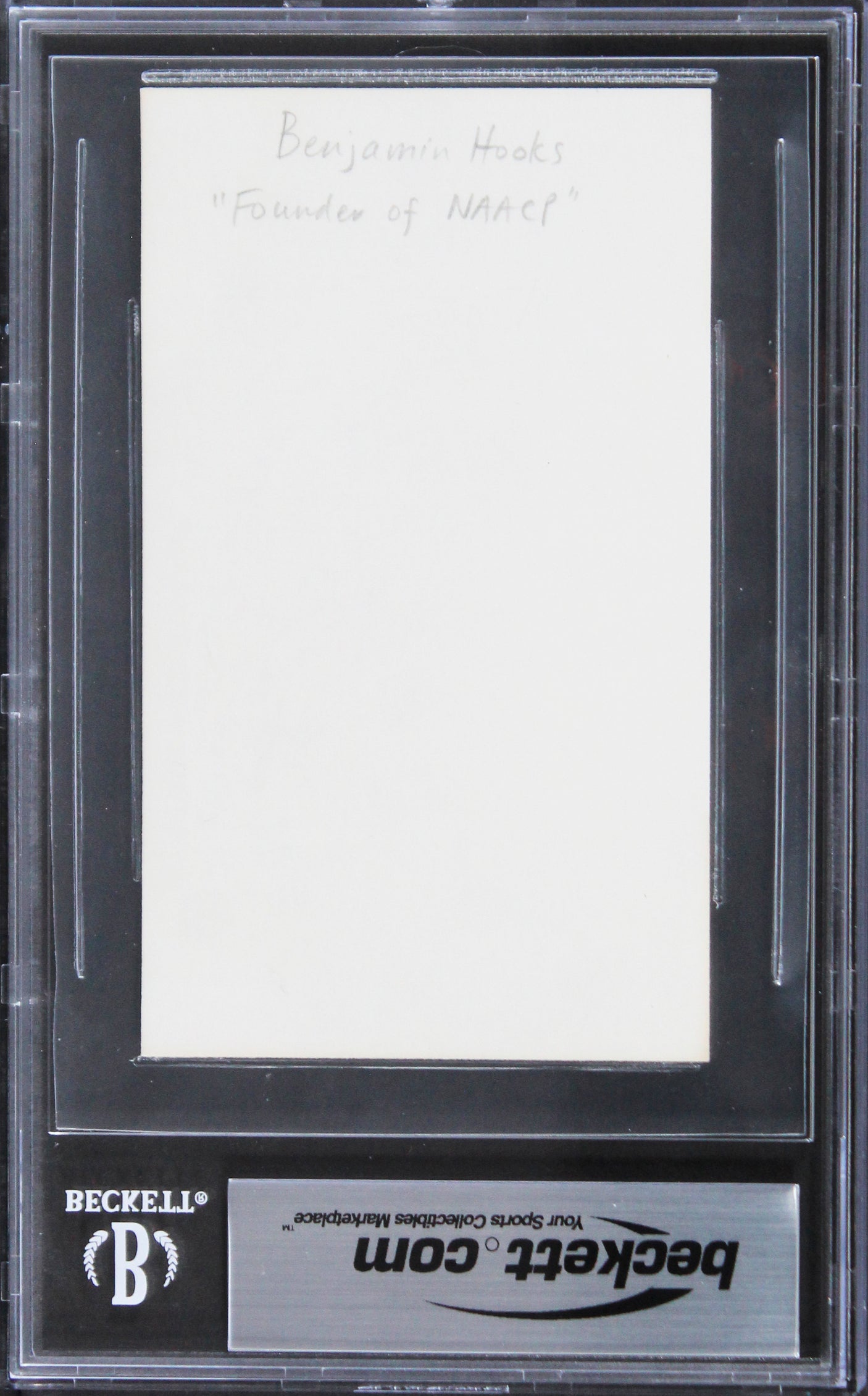 Benjamin Hooks Activist Authentic Signed 3x5 Index Card Autographed BAS Slabbed