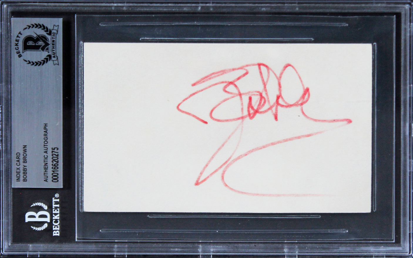 Bobby Brown Singer Authentic Signed 3x5 Index Card Autographed BAS Slabbed