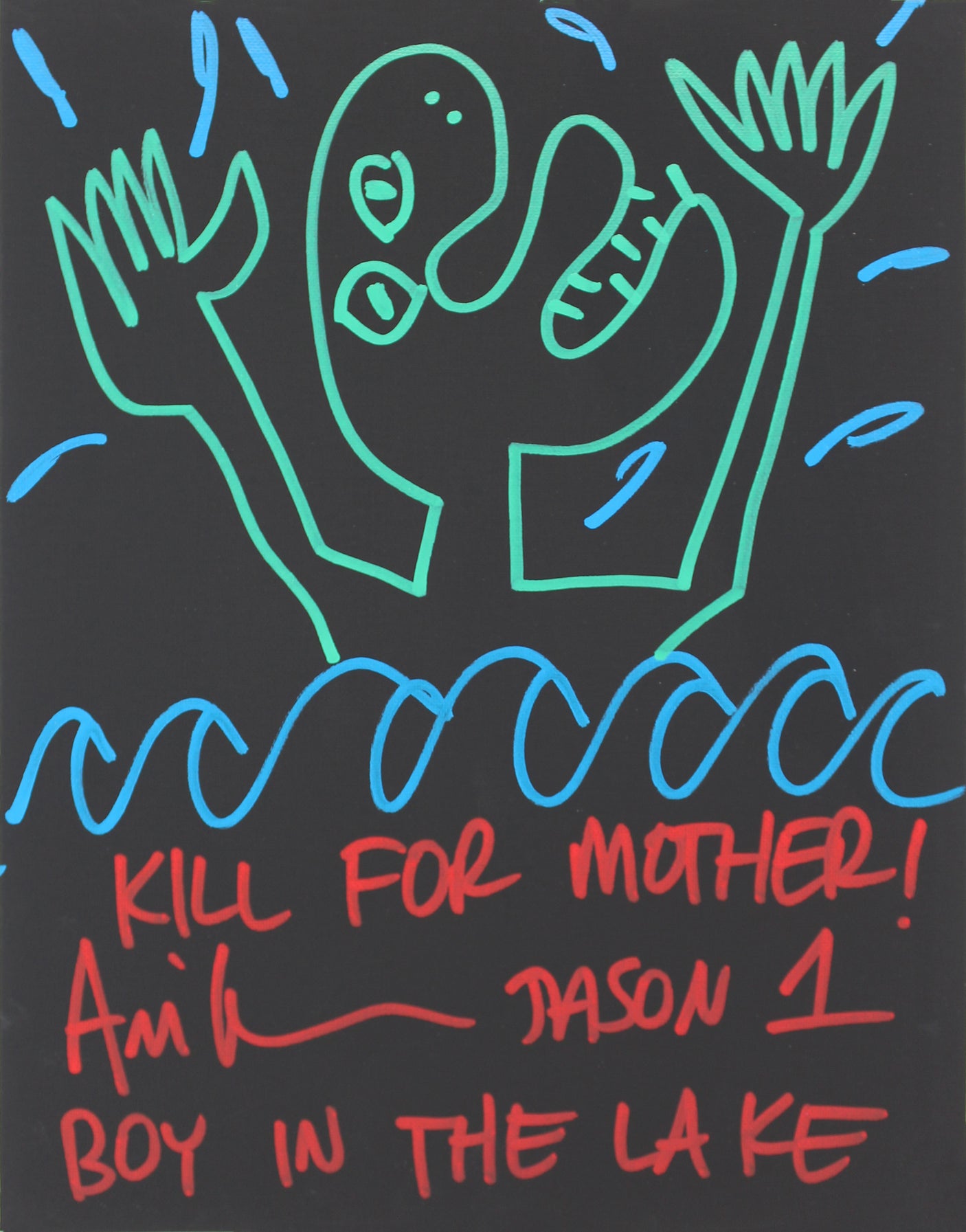 Ari Lehman "3x Inscribed" Signed 11x14 Canvas Hand-Drawn Sketch BAS Wit #WF59862