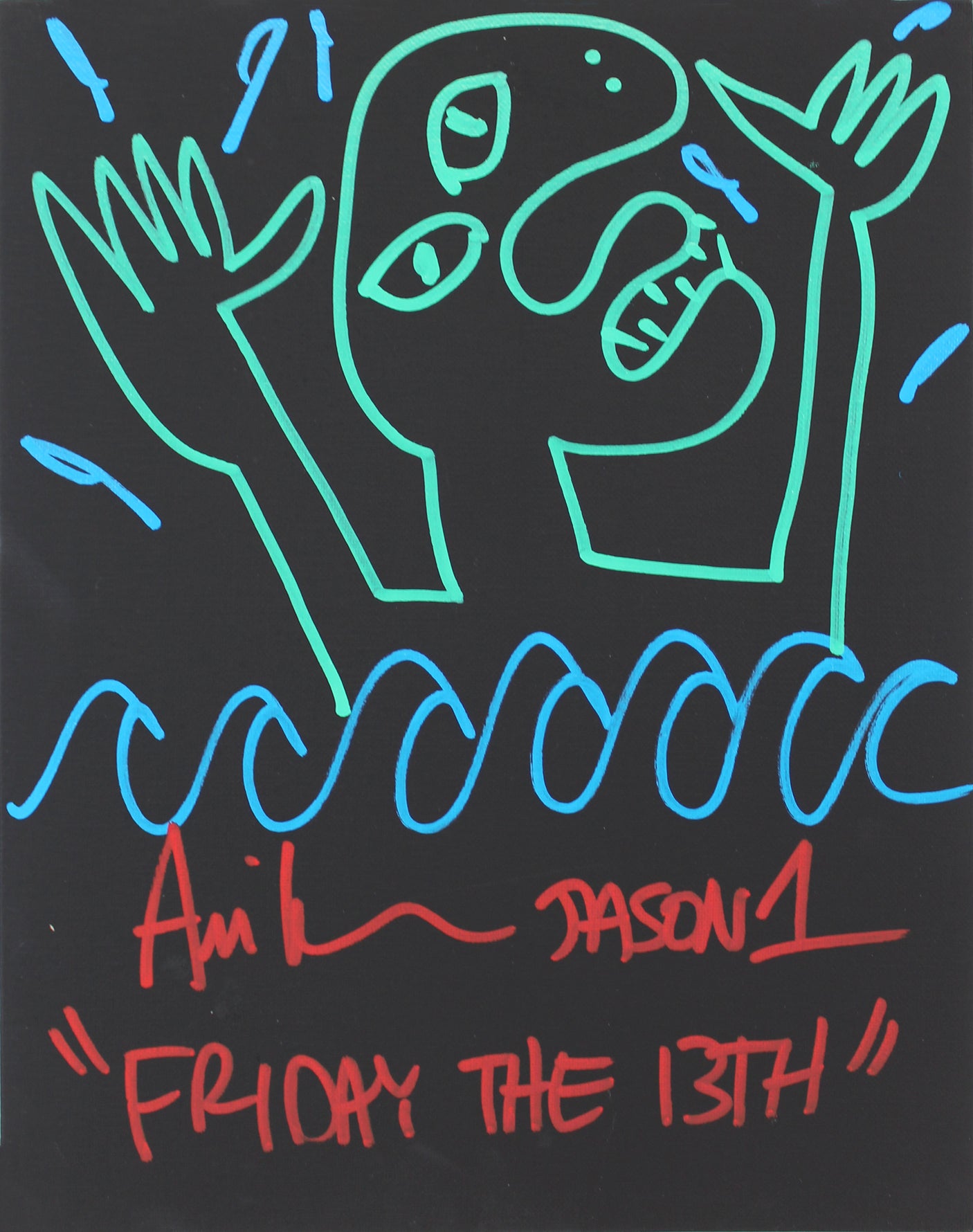 Ari Lehman "2x Inscribed" Signed 11x14 Canvas Hand-Drawn Sketch BAS Wit #WF59861