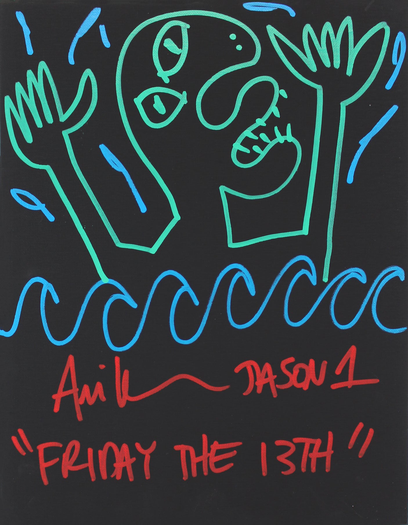 Ari Lehman "2x Inscribed" Signed 11x14 Canvas Hand-Drawn Sketch BAS Wit #WF59860