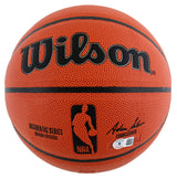 Lakers Magic Johnson Signed Wilson Basketball w/ Gold Sig w/ case BAS Wit
