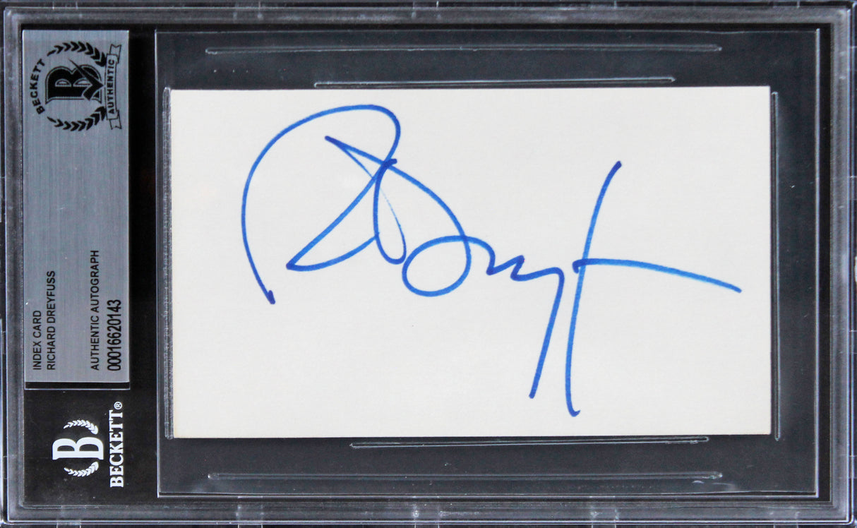 Richard Dreyfuss Jaws Authentic Signed 3x5 Index Card Autographed BAS Slabbed