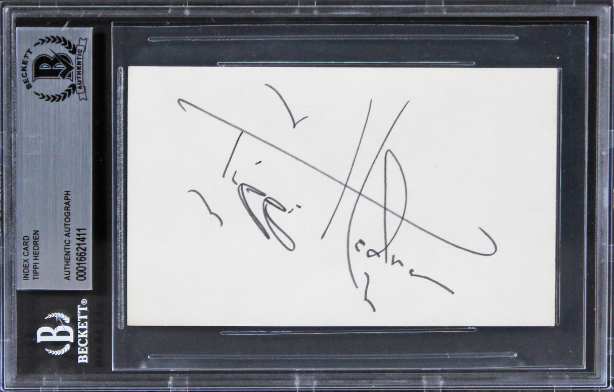 Tippi Hedren The Birds Authentic Signed 3x5 Index Card Autographed BAS Slabbed