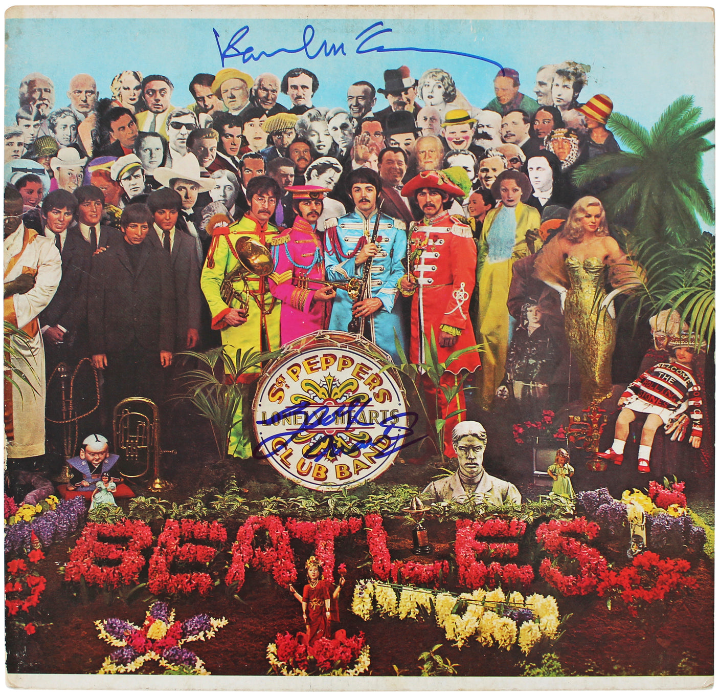Paul McCartney & George Martin Beatles Signed Sgt. Pepper's Album Cover JSA