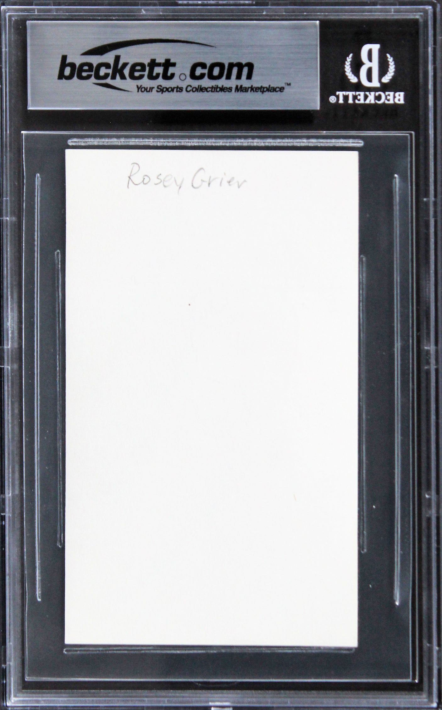 Rams Rosey Grier Authentic Signed 3x5 Index Card Autographed BAS Slabbed