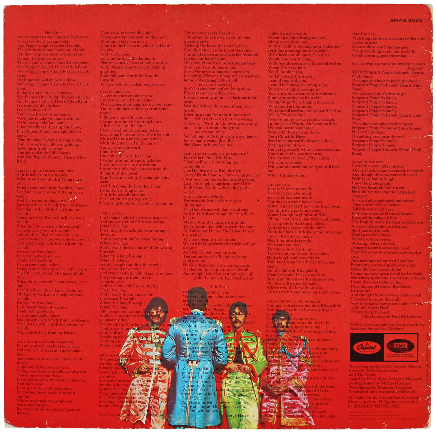 Paul McCartney & George Martin Beatles Signed Sgt. Pepper's Album Cover JSA