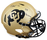 Colorado Travis Hunter "24 HT" Signed Full Size Speed Proline Helmet BAS Witness