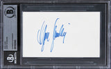 Garry Shandling The Larry Sanders Show Signed 3x5 Index Card BAS Slabbed