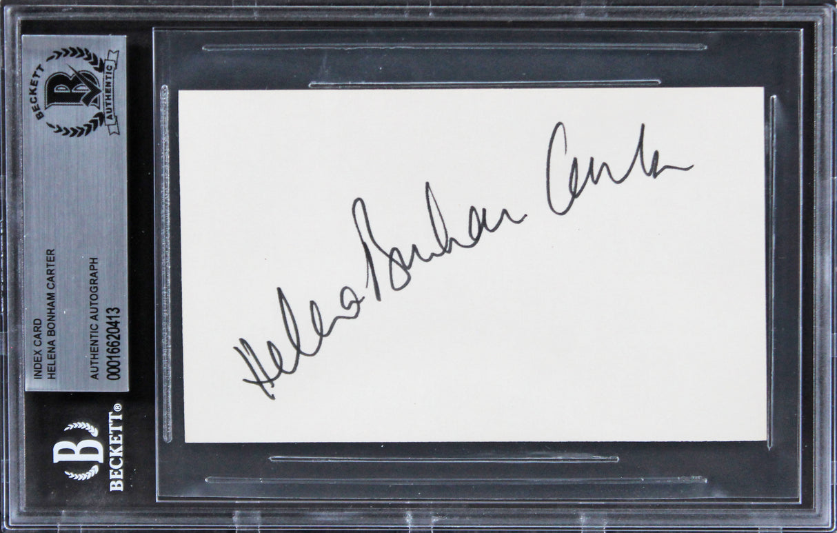 Helena Bonham Carter Sweeney Todd Authentic Signed 3x5 Index Card BAS Slabbed 1