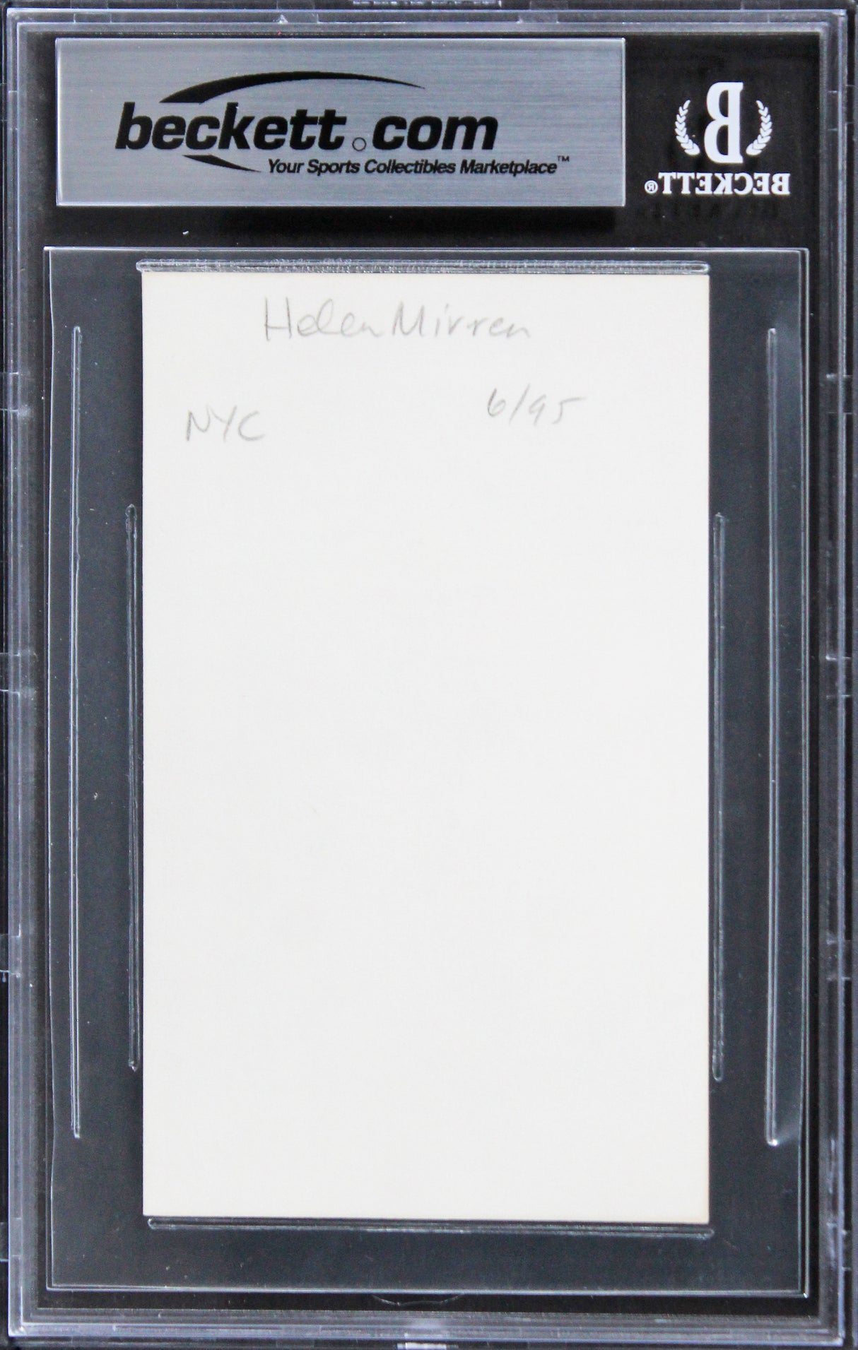 Helen Mirren The Queen Authentic Signed 3x5 Index Card BAS Slabbed 1