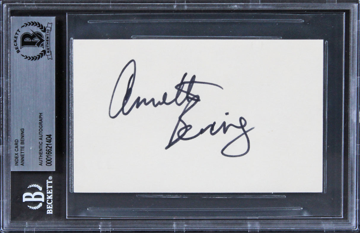 Annette Bening American Beauty Authentic Signed 3x5 Index Card BAS Slabbed