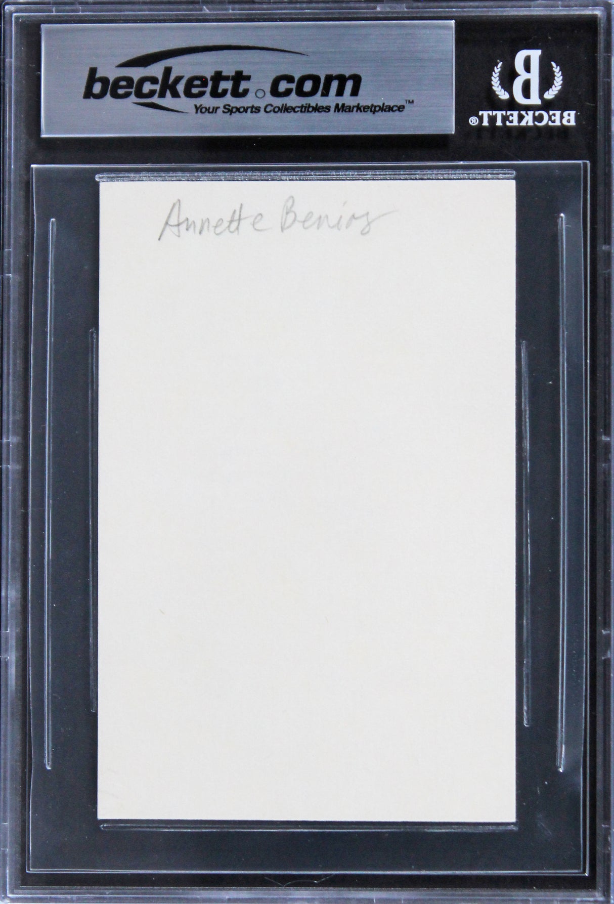 Annette Bening American Beauty Authentic Signed 3x5 Index Card BAS Slabbed